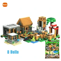 the village special edition building blocks with steve villagers figures compatible my world bricks set diy toys