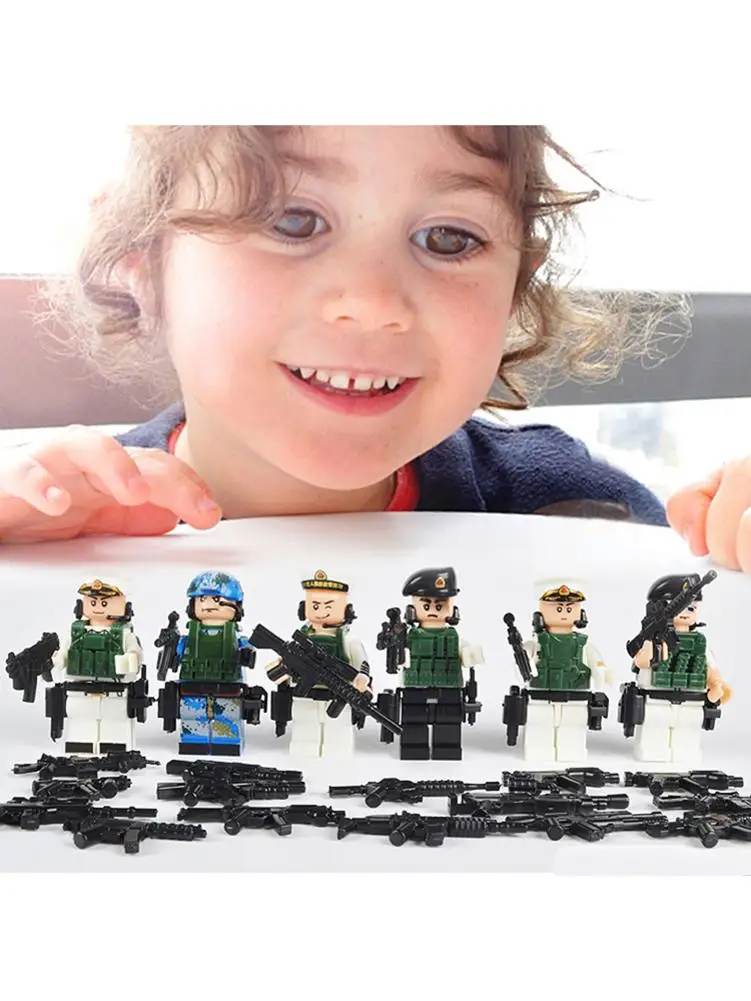 

Обучающее составное здание Блоки Игрушки Военная серия мультфильм куклы для детей солдат Военная игрушка фигурка совместима