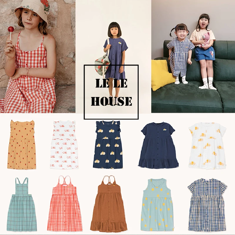 

lele house 2020 Spring and Summer New TC Series Girls Ruffle Print Dress Girl Dress