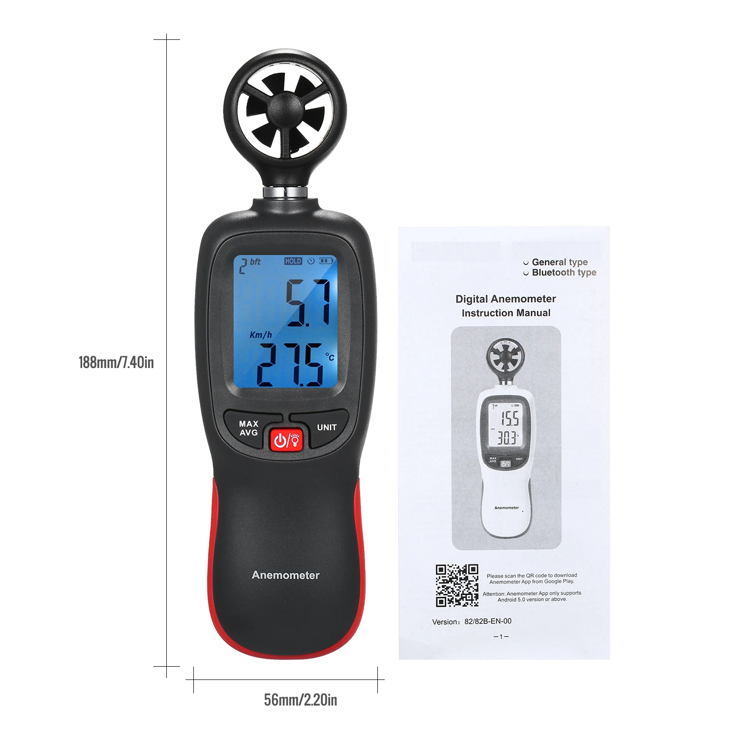 Портативный цифровой анемометр, термометр, карманный измеритель скорости ветра, измеритель температуры воздуха с максимальным режимом/режимом удержания данных