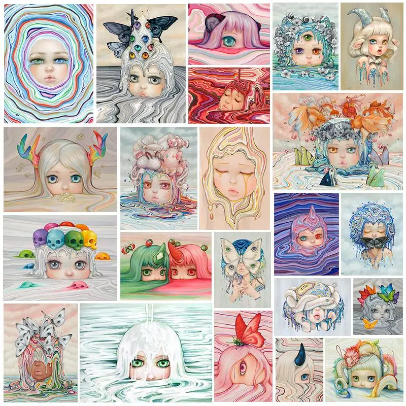 

5D Full Square Drill Diamond Embroidery Diamond Painting Abstract Cartoon Fantasy Little Girl Portrait Mosaic Home Decor Gift