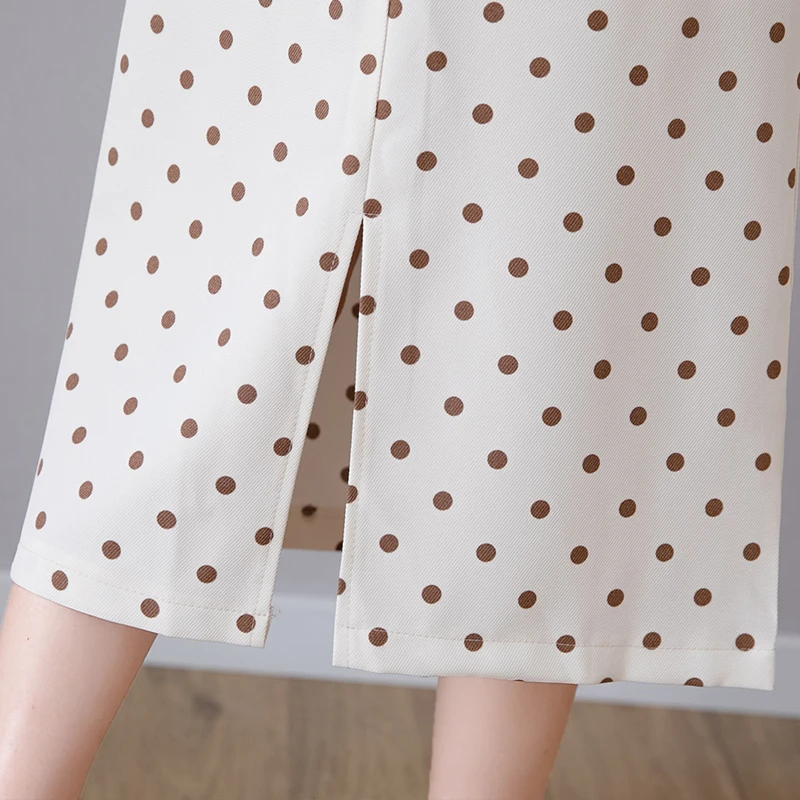 

2021 Fashion Women Sexy Office Lady Slim Fit Bodycon Skirt Comfortable Casual Bag Hip High Waist Polka Dot Printed Pencil Skirt