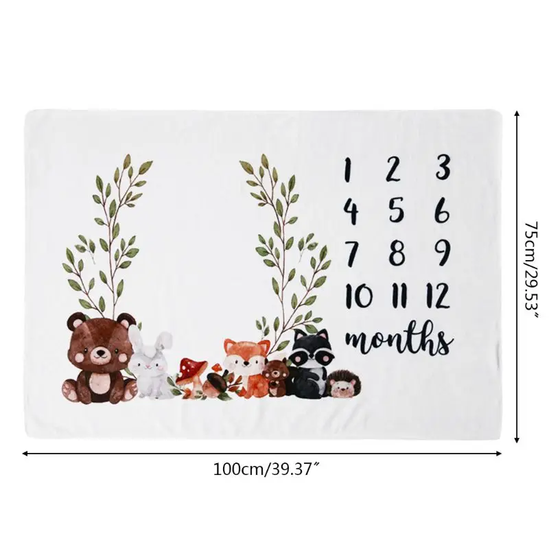 

Baby Monthly Record Growth Milestone Blanket Cute Animal Pattern Photography Props Photo Creative Background Cloth Infant Gifts