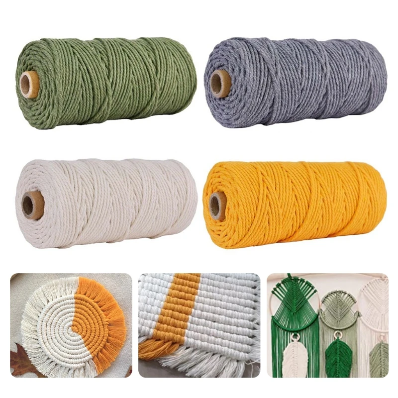 

3mm 109Yard Macrame Cord DIY Natural Cotton Rope Yarn String for Making Macrame Wall Hanging Plant Hanger Dream Catcher