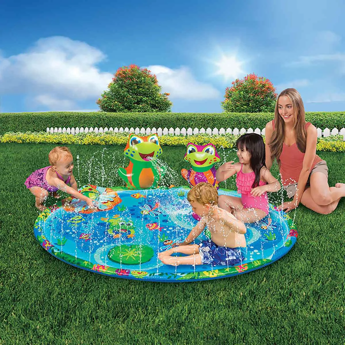 

144x105cm Kids Inflatable Water Spray Pad Children Summer Outdoor Water Splash Play Mat PVC Round Water Splash Playing Pool