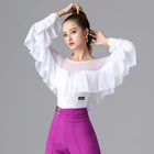 Женские топы для латинских танцев с длинными рукавами, современная танцевальная одежда вальс, Бальные танцы, одежда Румба латинский танец самба, костюмы DQS5580