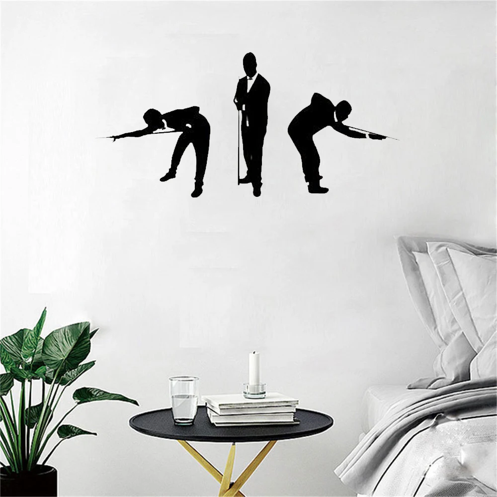 Виниловая наклейка на стену с изображением игроков бильярда | Дом и сад