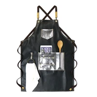 thick pu leather working durable apron functional use for bbq and barber waterproof bib