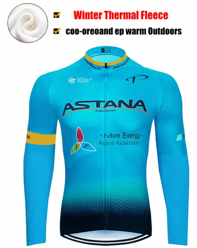 Winter jersey Новинка Астана мужские термобелье флис зима Велоспорт Джерси комбинезон Колготки наборы спортивные велосипедные комплекты одежда для велоспорта - Цвет: Winter jersey