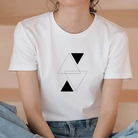 triangle theme print women t shirt casual funny tshirts o neck aesthetics tshirt short sleeve streetwear funny anime tops tee