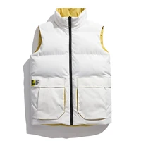 2022 new korean mens autumn and winter trend down cotton vest with large warm shoulder and thickened with double coats man