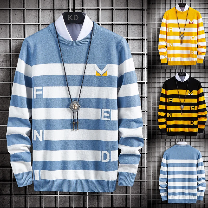 

Мужской вязаный свитер с круглым вырезом, Повседневный свитер, Мужской пуловер, топы на осень, 2021