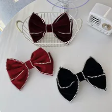 Flannel grande arco hairpin retro strass primavera clipe de cabelo acessórios europa e américa pérola grampos de cabelo (3)