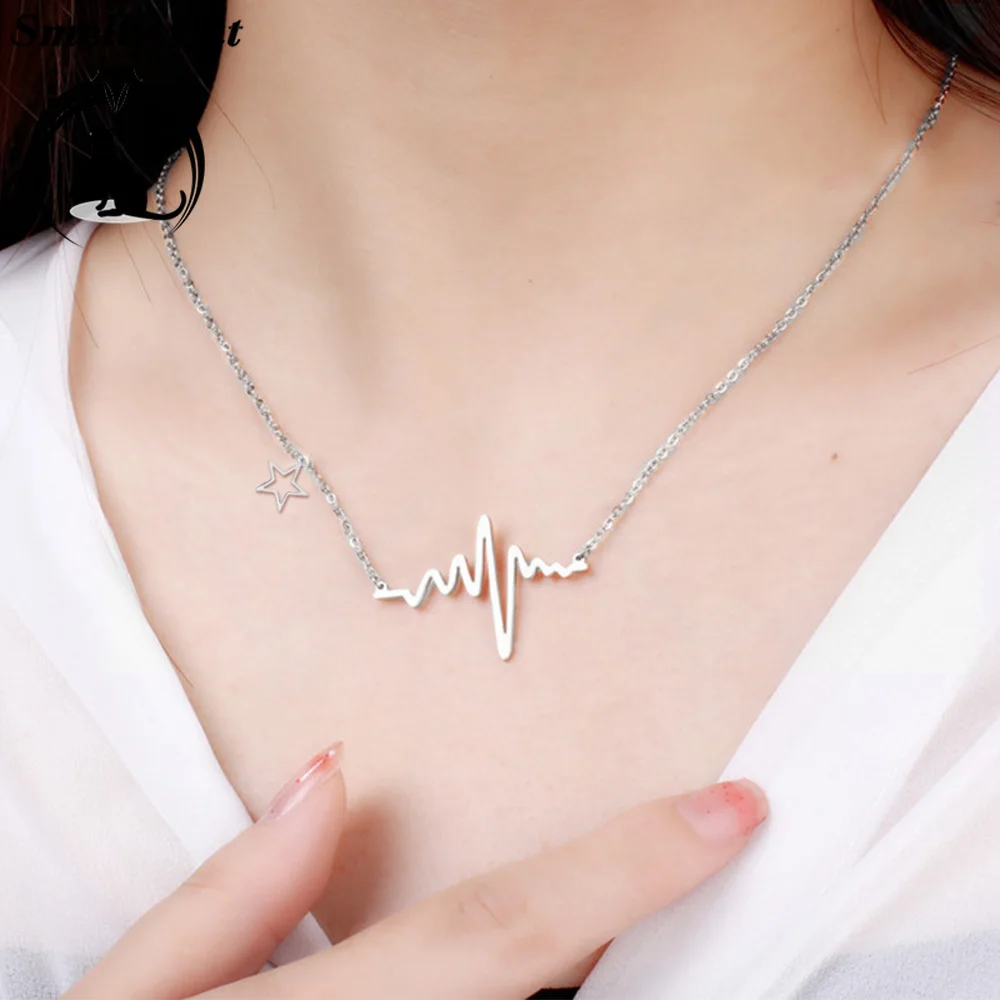 Вонючий кот сердце било ожерелье шик ЭКГ Пульс Шарм кулон молния Женская