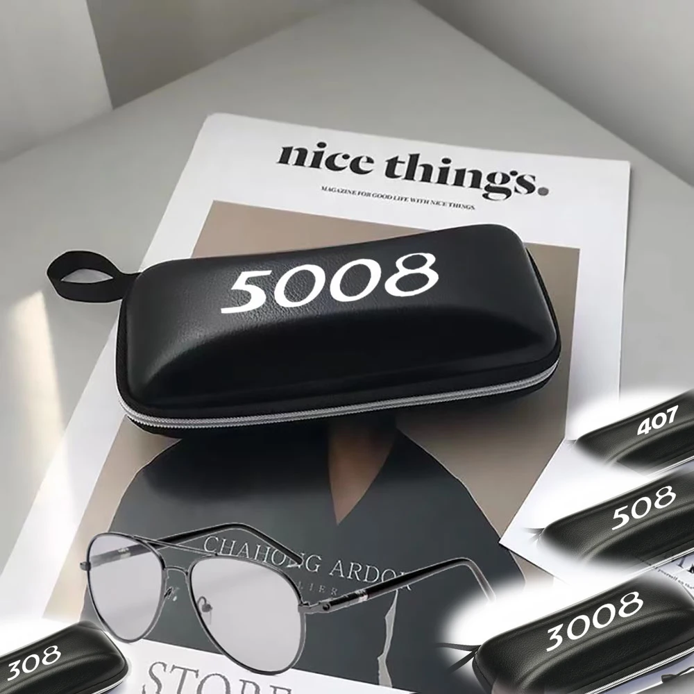 

For Peugeot 5008 107 108 207 206 208 Sunglasses Reading Glasses Hard Zipper Box Pouch Case customizable patterns car accessories