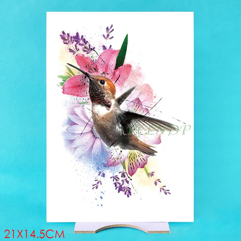 

Waterproof Temporary Tattoo Sticker Fly Bird lavender Flower fake tatto flash tatoo tatouage temporaire for women girl men