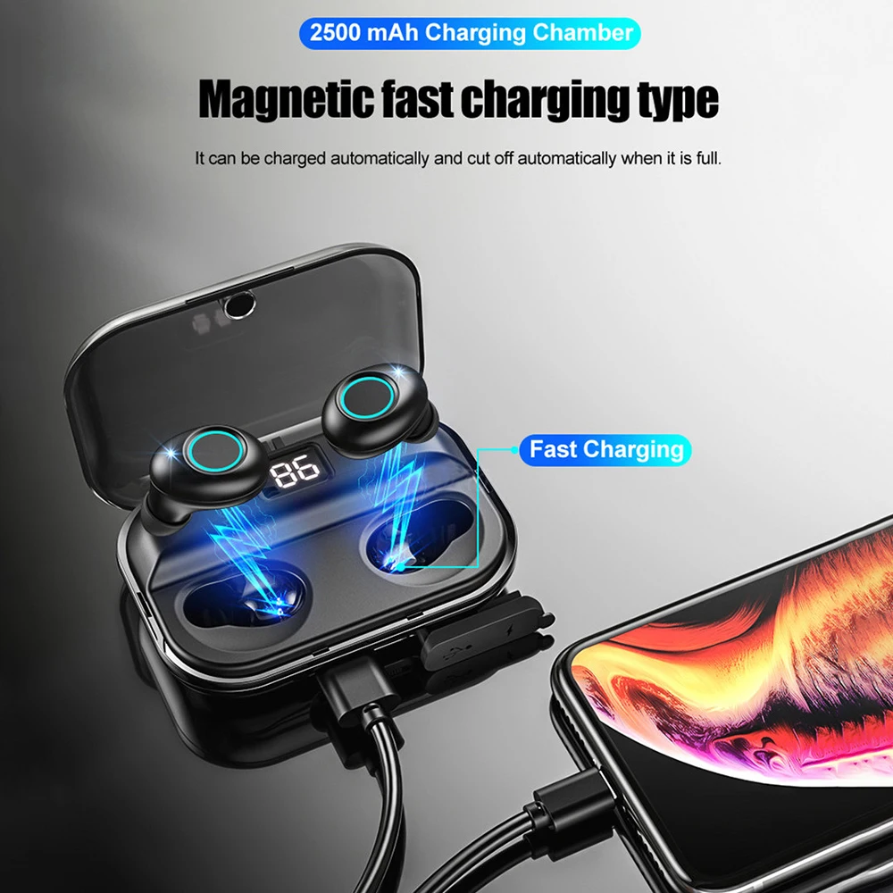 TWS Bluetooth V5.0 наушники TWS беспроводные 8D стерео наушники спортивные наушники 2500 мАч power Bank гарнитура для xiami iPhone samsung