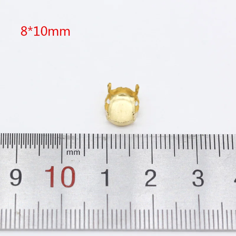 8x10mm oval 30p All shape&size Empty Base Setting Gold plated Blank Claw For Holder jewels stones Stitch On Sew On Crystal Glass Rhinestones - Цвет: 8x10mm oval