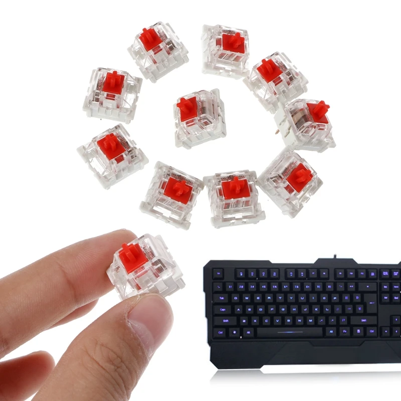 

10Pcs 3 Pin Mechanical Keyboard Switch Blue Replacement For Gateron Cherry MX