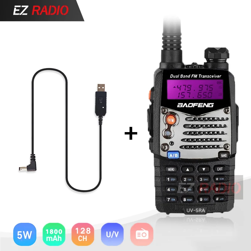 B-USB Cable Портативная рация Baofeng UV-5RA портативная CB радио UV5RA 136-174 МГц и 400-520 МГц baofeng UV-5R обновление UV 5RA радиостанции UV5R - Цвет: B-USB Cable