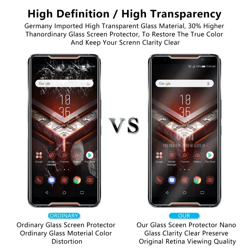 2 шт закаленное стекло для Asus ROG Phone II протектор экрана 2.5D 9H 2|Защитные стёкла и