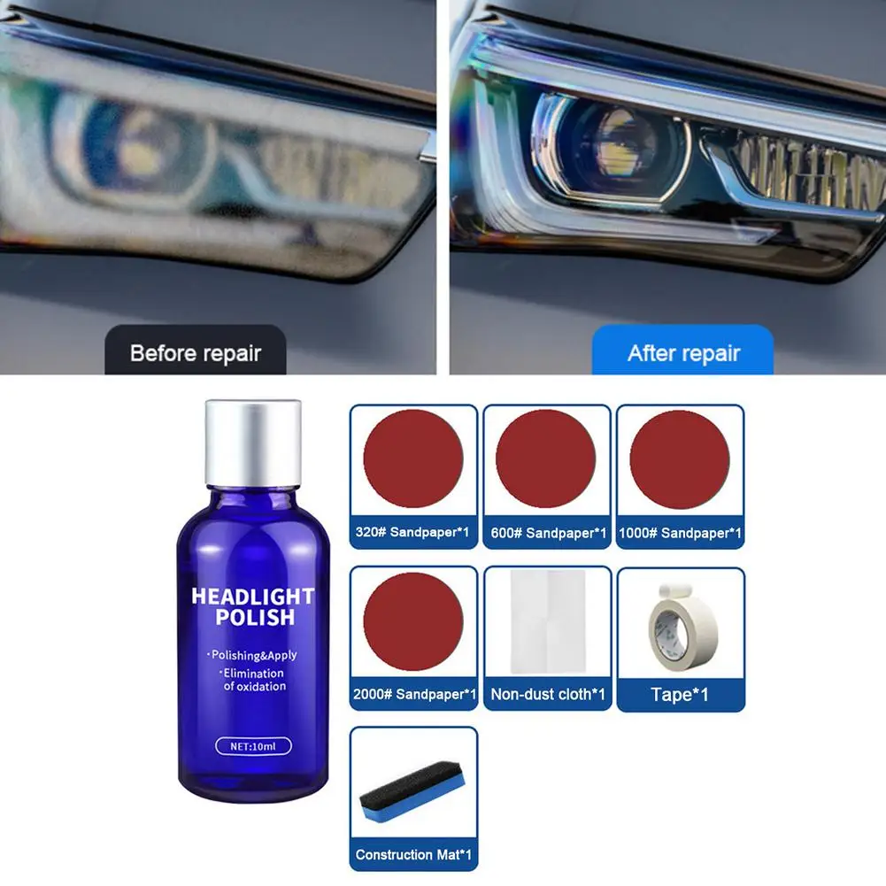

10ML Headlight Polish Liquid Cars Restoration Agent Scratch Repair Kit Brightening Headlight Repair Lamp Paint Care Car Styling