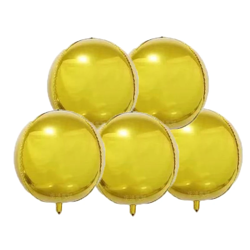 Шары воздушные золотистые металлические 360 градусов 22 дюйма 5 шт. | Дом и сад