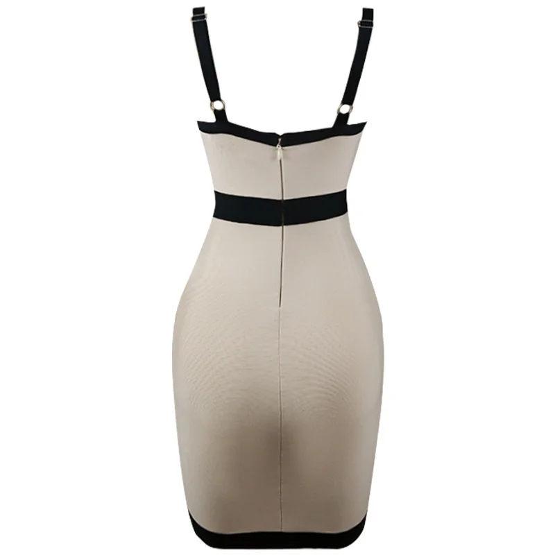 

Suspender dress 2021 spring and summer new color matching bandage skirt slim skirt sexy dress
