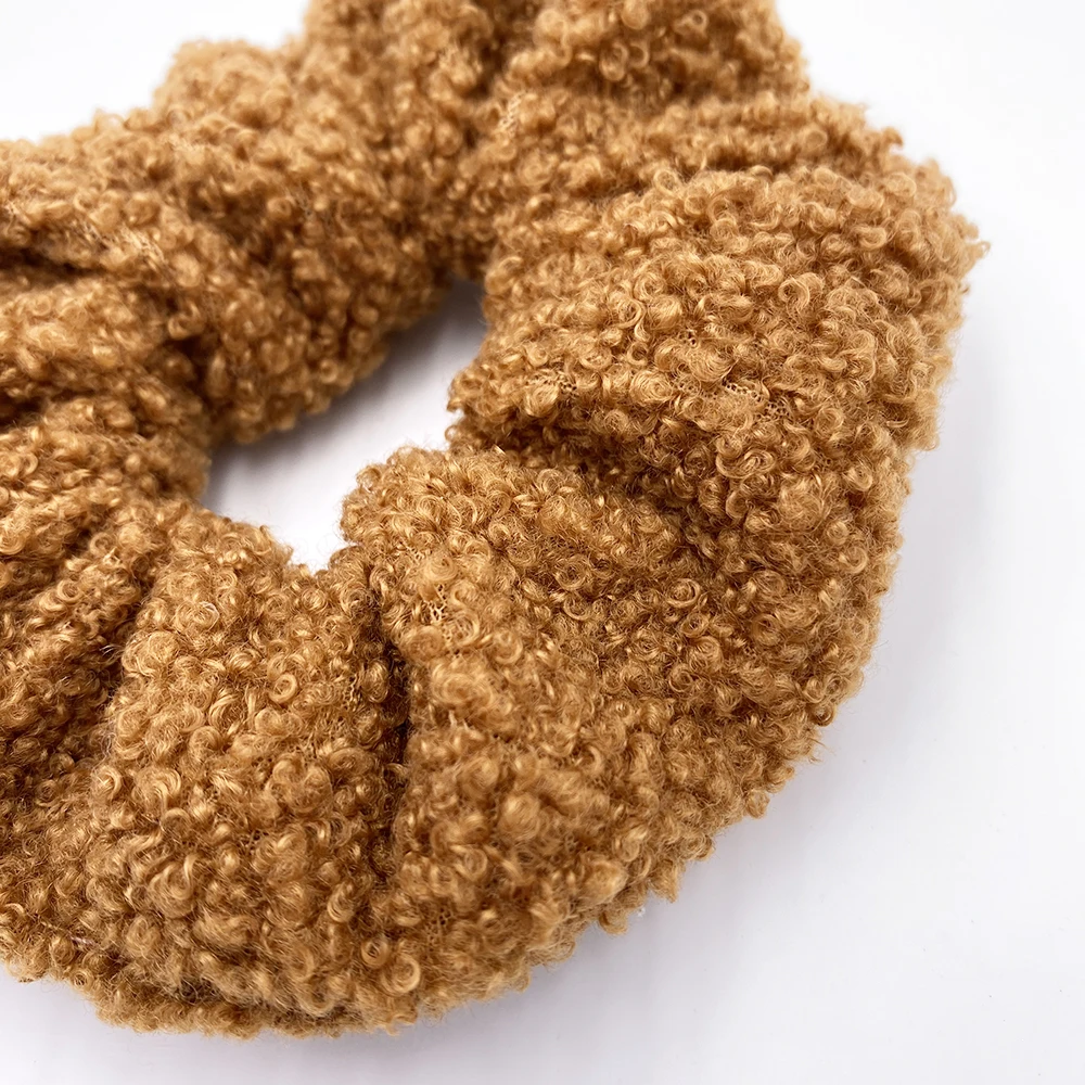 

Teddy Faux Fur Hair Scrunchies Colorful Large Hair Ties Elastic Ponytail Holder Women & Girls Hair Accessories Solid Color