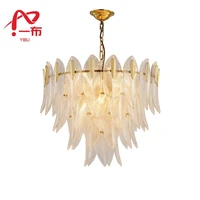 nordic style light luxury pendant lamp for bedroom living room restaurant hotel villa multi layered leaf glass chandelier