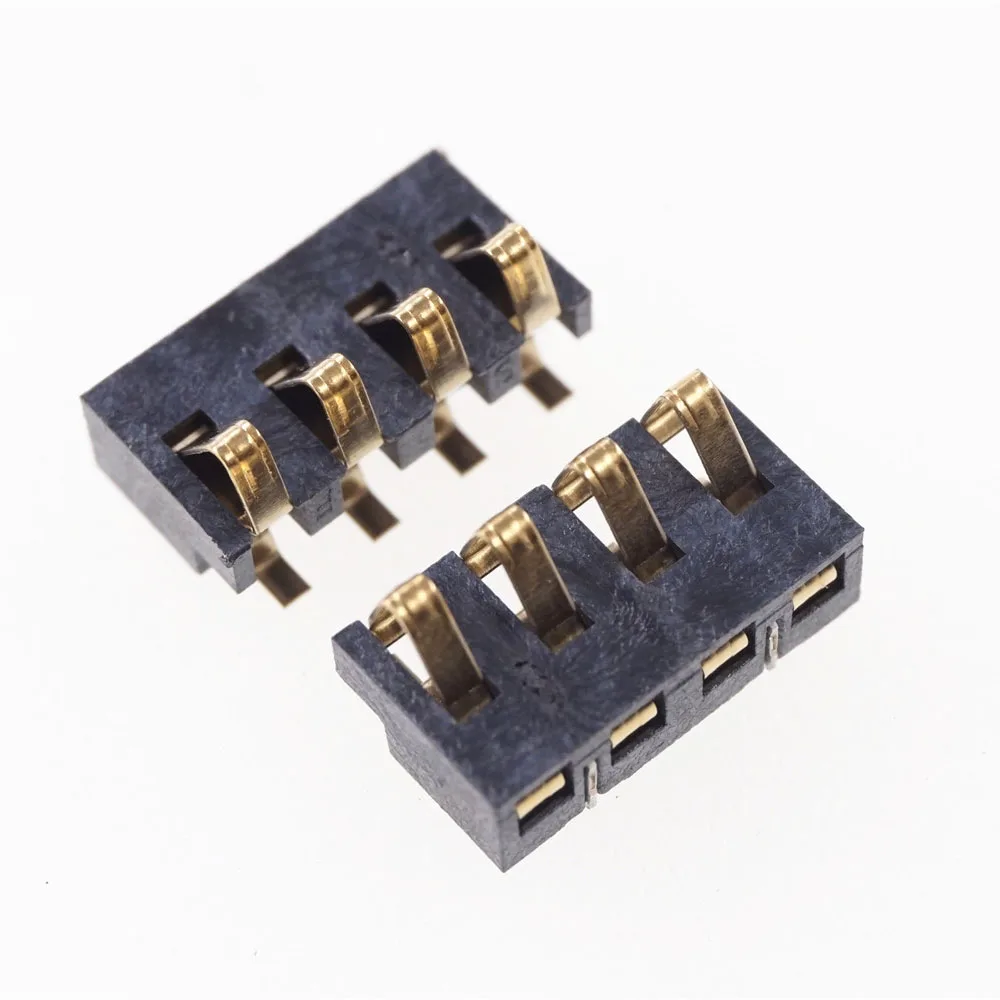 

100pcs Spring Compression Contact 2.5mm Pitch 4 Pin Male Connector Surface Mount PCB modular Contacts battery Connectors