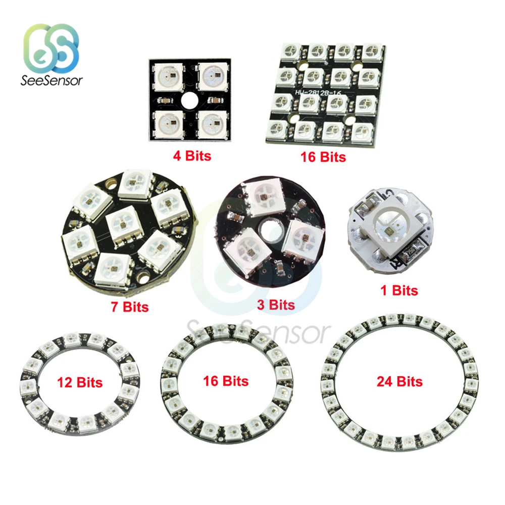 Светодиодный кольцевой светильник RGB со встроенными драйверами 1 3 4 7 8 12 16 24 бит