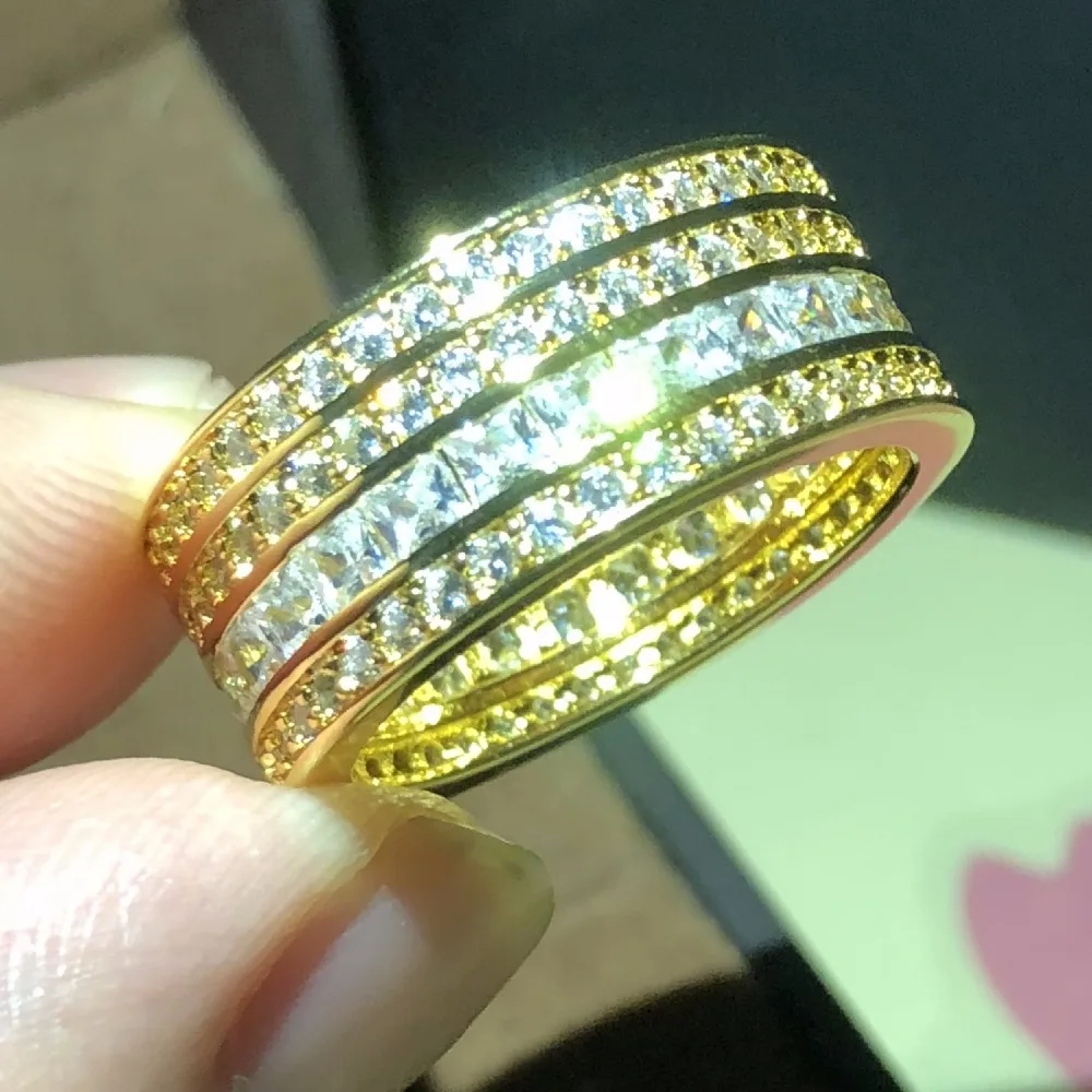 Женское золотое кольцо 14 карат свадебные кольца с вырезами принцессы цвет белый