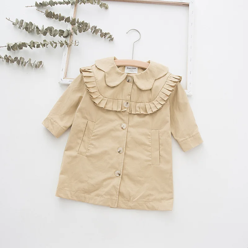 Модный Тренч для девочек VearDoller осенне-зимние плиссированные кружевные детские