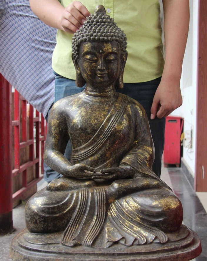 

shitou 001449 China Tibet Old Temple Bronze Copper Amitabha Tathagata Sakyamuni Buddha Statue