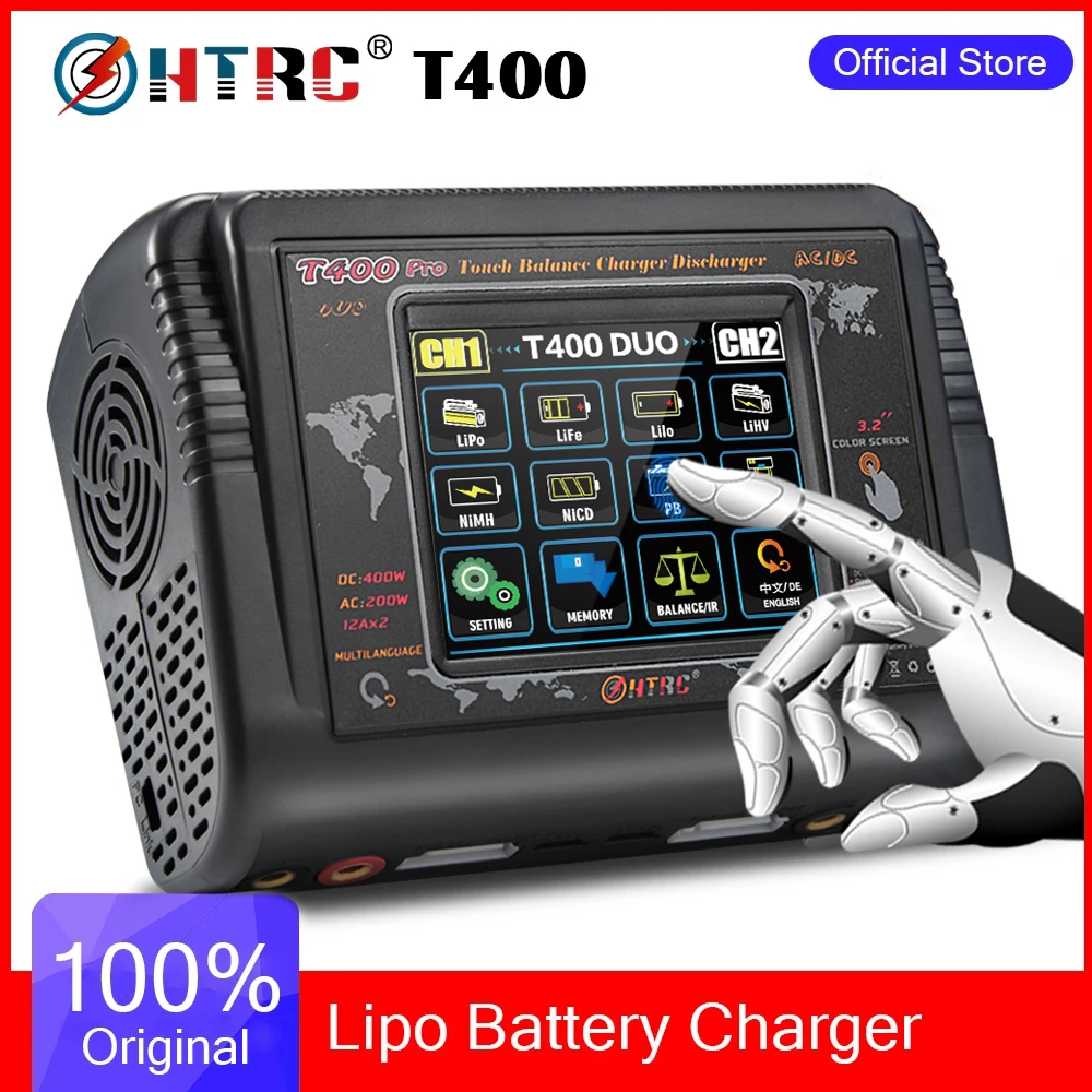 Зарядное устройство HTRC T400 Pro для литий-полимерных аккумуляторов DC 400W AC 200W 12Ax2