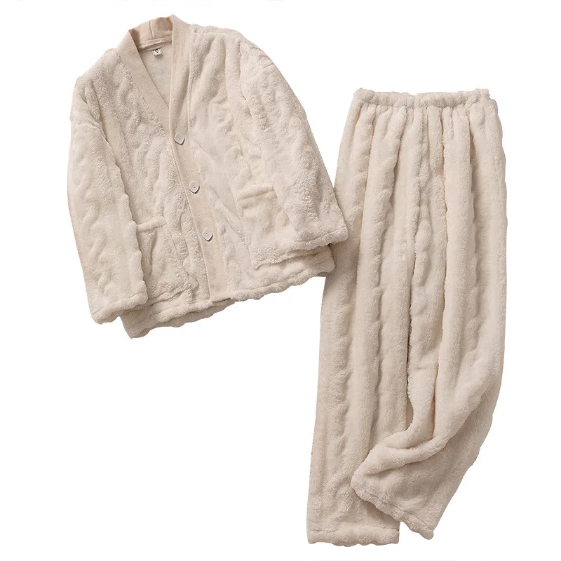 Зимняя Фланелевая Пижама для женщин, утепленная теплая белая Коралловая флисовая одежда для сна, Пижамный костюм, милая Свободная Домашняя ... от AliExpress RU&CIS NEW