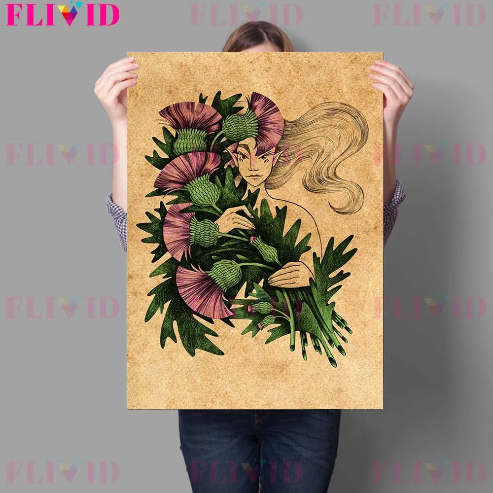 Весенняя девушка художественные принты растения Цветок и винтажная настенная