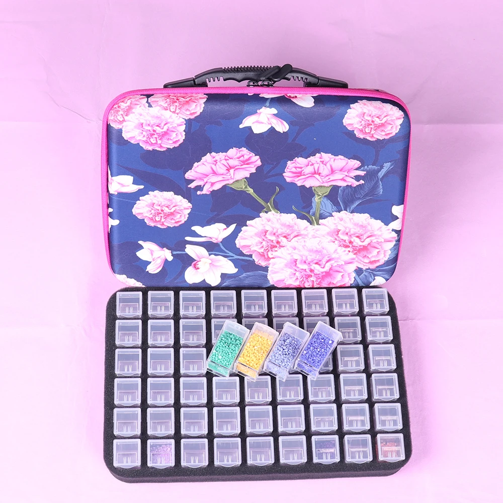 

2021 NEW 54 Bottles Diamond Painting Box Tools Container Storage Box Carry Case Holder Hand Bag Zipper Design Shockproof Durable