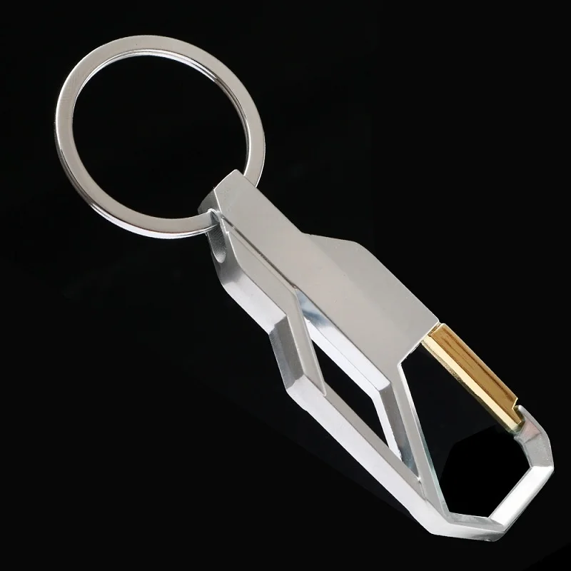 

High quality zinc alloy men's boutique car interior rearview mirror key chain family portable anti-lost keychain silver black