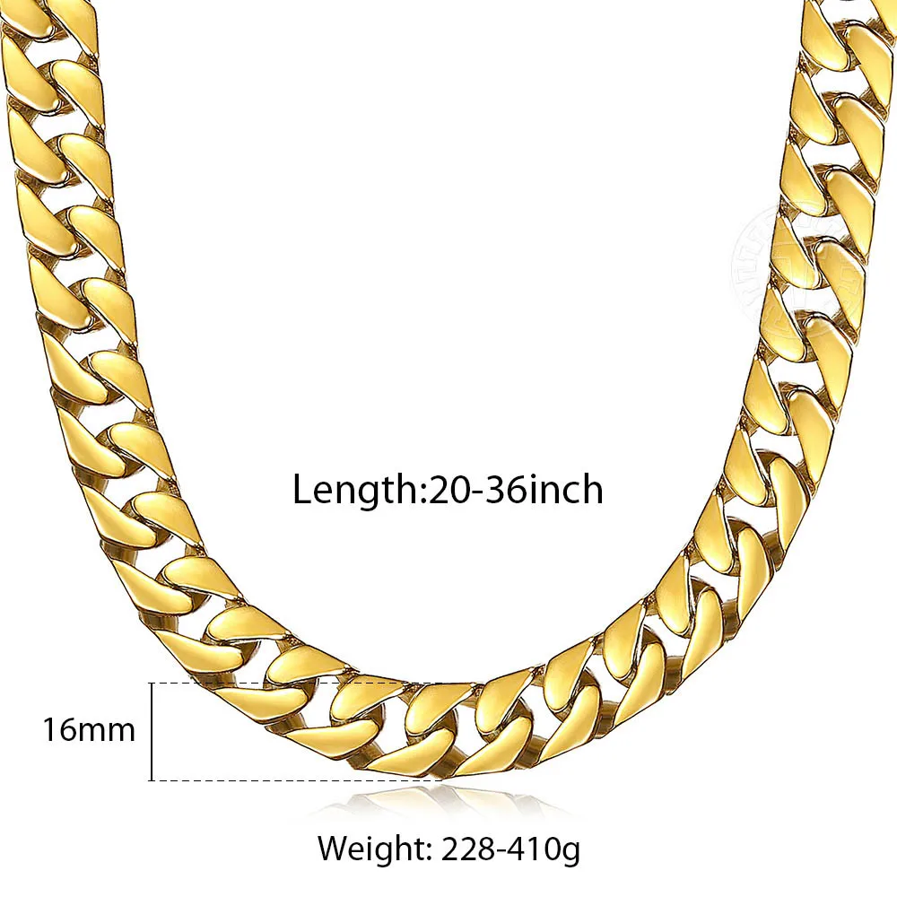 

Necklace for Men Women Curb Cuban Link Heavy Chain 316L Stainless Steel Gold Color 20-36 inch Gifts LHN118