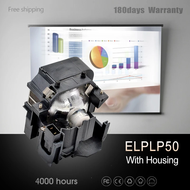

+ Качество и 95% Яркость ELPLP50 / V13H010L50 лампой с Корпус для Epson EB-824 EB-825 EB-84 EB-85 EB-84