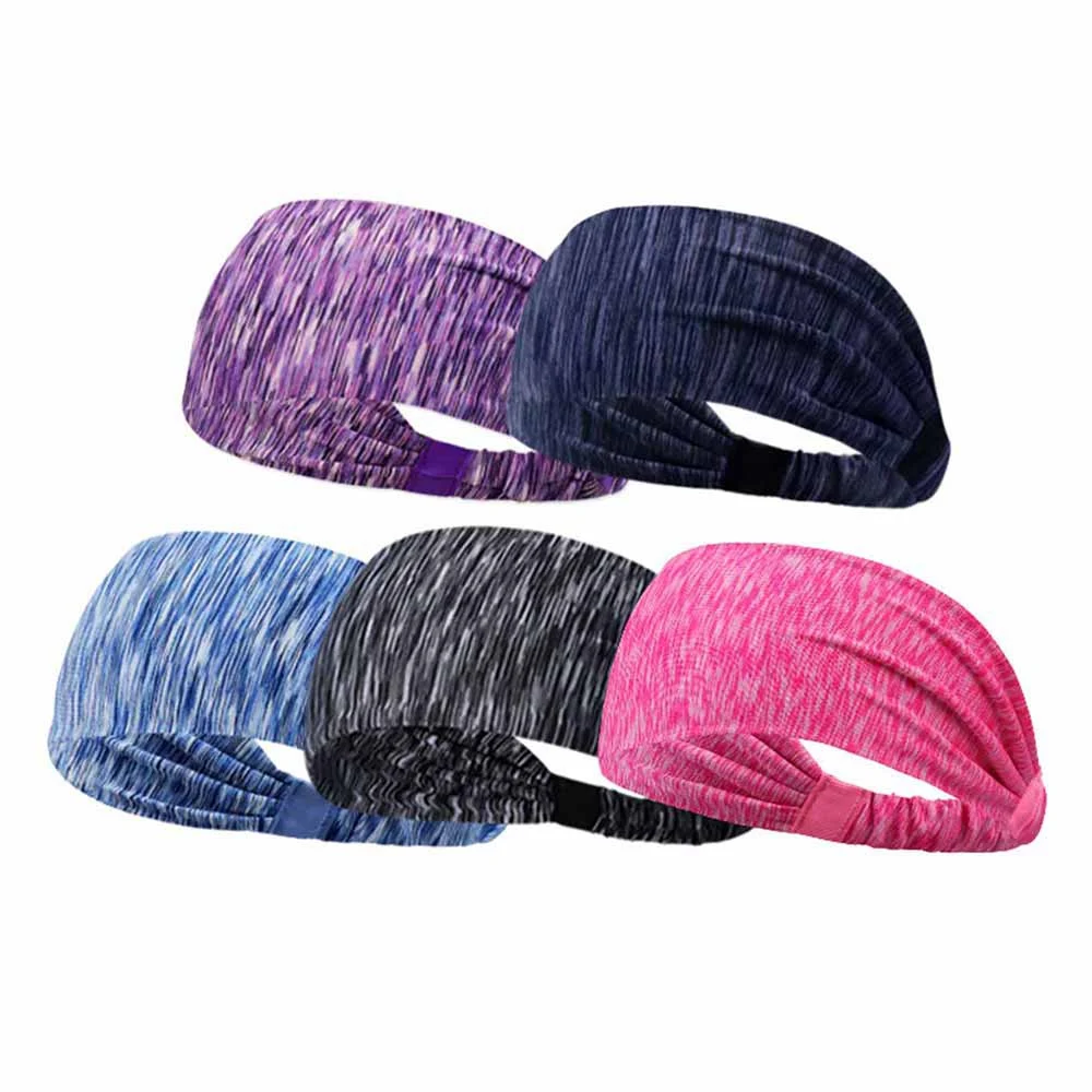 

5 PCS Fashion Headbands Yoga Running Sports Workout Head Tie Elastic Non Slip Headbands Hair Bands for Girls Women