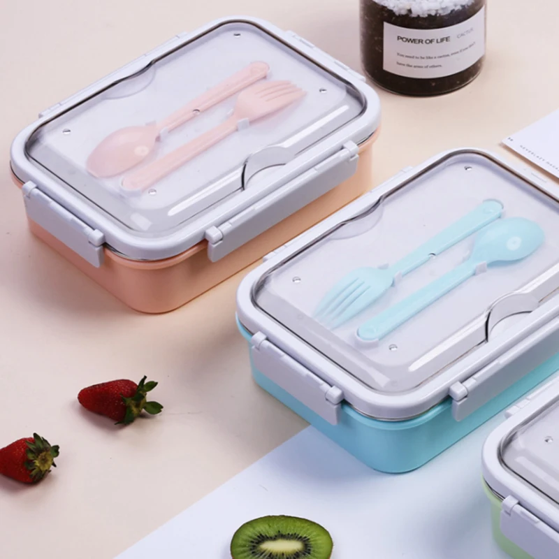 Ланч-бокс контейнер для еды детский школьных бенто снэк-бокс с 2 разделителями 304