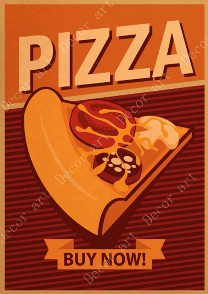 Ретро рекламная продукция пицца Картина на холсте винтажные настенные картины