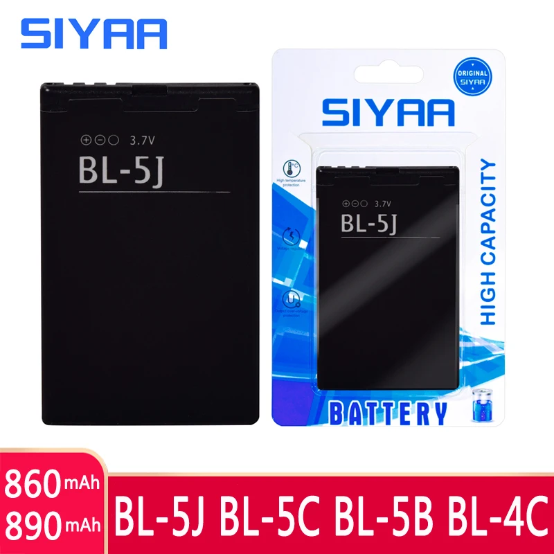 SIYAA BL 5J 5C 5B 4C аккумулятор телефона для Nokia C2 01 N70 N72 5070 6100 Lumia 520 5228 X6 5800 XpressMusic N900 C3