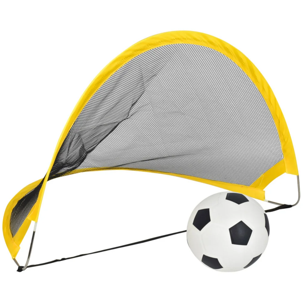 

Football Plaything Set 2 Pcs Mini Kids Soccer Goal Net with 1Pc Football 1pc Inflator and 4 Pcs Iron Nail for Kids Outdoor Train