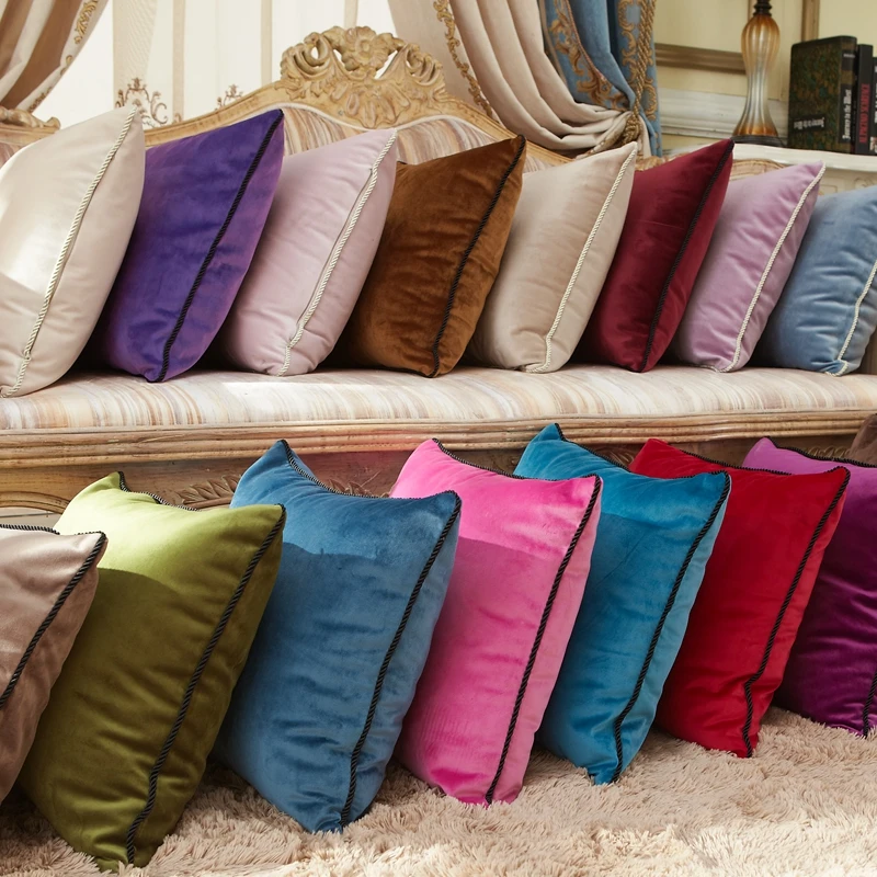 Однотонная бархатная наволочка для подушки декоративная дивана поясничной