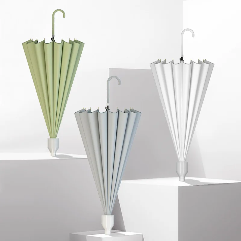 Цветной Зонт с изогнутой ручкой ветрозащитный большой водонепроницаемый зонт