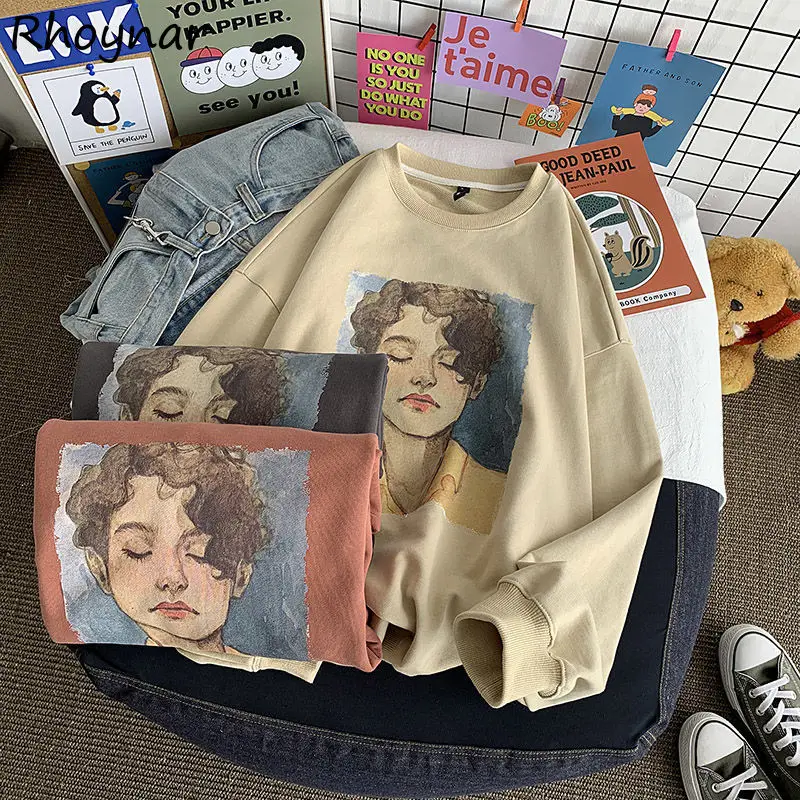 

Свитшоты женские весенние дизайнерские универсальные в стиле хип-хоп стильные классические для отпуска теплые нежные эстетичные студенческие свободные Ulzzang